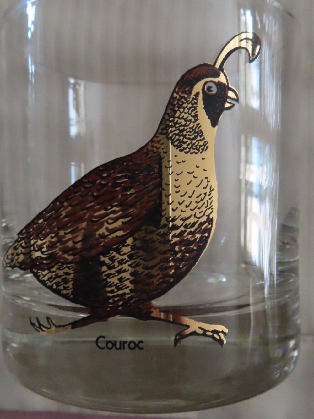 Vintage set of 4 Couroc of Monterey freaturing CA Quail Tumbler/Drinking Glass